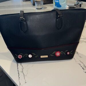 Kate Spade Black Tote with Floral Accents